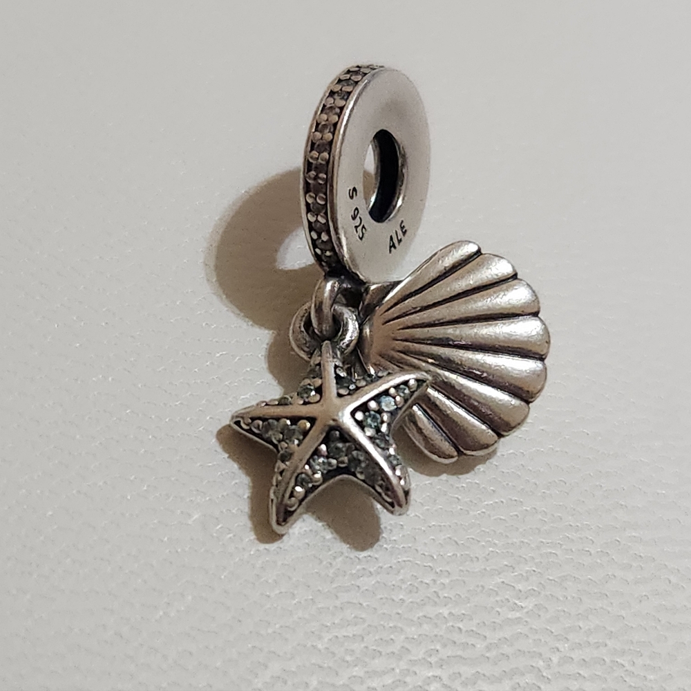 Authentic Pandora Starfish Shell Silver Dangle Ch… - image 5